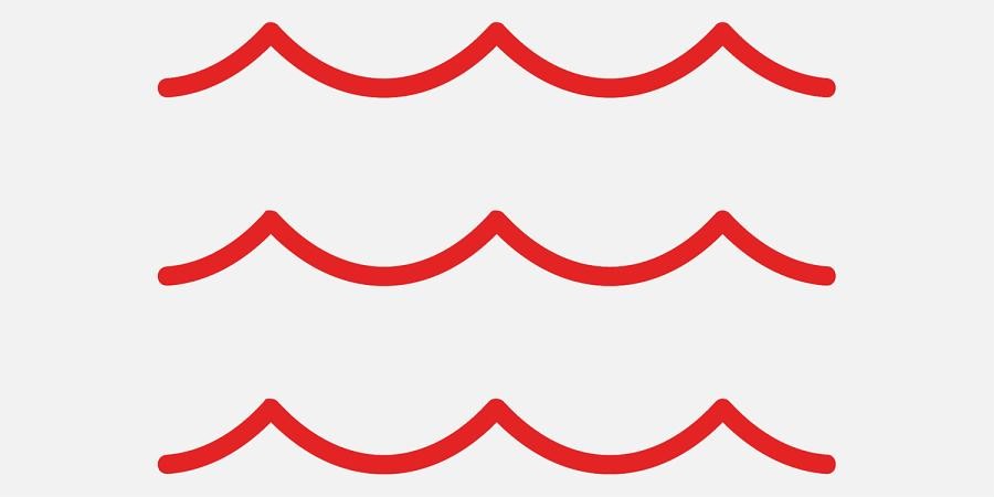 Symbol für Wasser, Linienzeichnung: Drei wellenförmige Linien übereinander