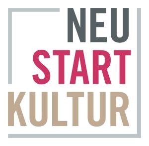 Logo mit Beschriftung "NEU START KULTUR" in drei Zeilen in einem teilweise umrahmten Quadrat