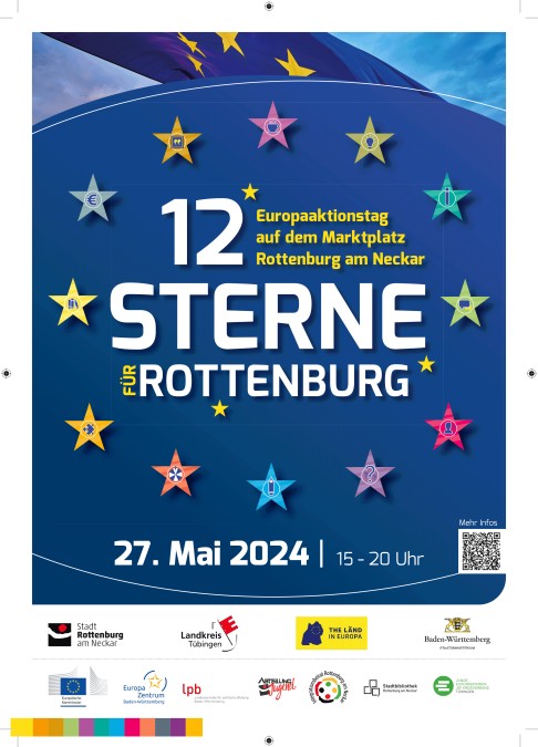 Plakat Seite 1, Beschriftung "12 Sterne für Rottenburg, 27. Mai 2024, 15 bis 20 Uhr)