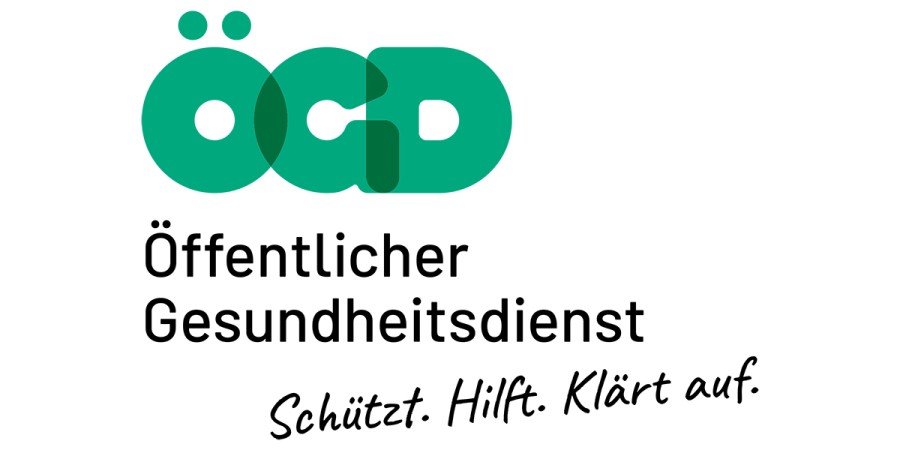 Logo des Öffentlichen Gesundheitsdienstes mit dem Claim "Schützt. Hilft. Klärt auf."                     