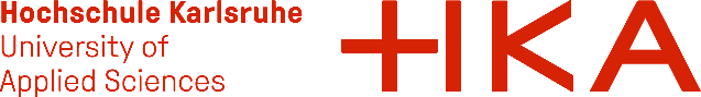 Logo mit Beschriftung "Hochschule Karlsruhe, University of Applied Sciences, HKA"