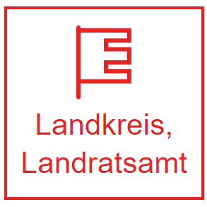 Feld 1: Innen ist das Symbol einer Fahne, darunter steht: Landkreis, Landratsamt.