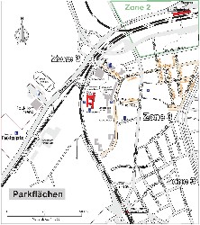 Plan Parkplätze und Parkhaus im Bereich des Landratsamts Tübingen