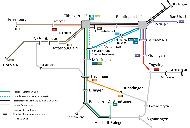 Zeichnung mit den Linien und Haltepunkten der Regiona-Stadtbahn Neckar-Alb