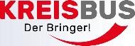 Logo mit Beschriftung "KREISBUS, Der Bringer!" und grafisch geschwungenem Element