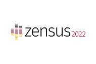 Logo mit Beschriftung "zensus2022" und drei grafisch stilisierten senkrechten Balken