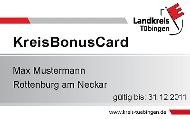 Vorderansicht der Kreisbonuscard für Erwachsene des Landkreises Tübingen