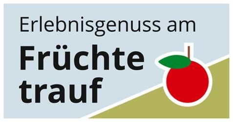 Logo mit Apfelsymbol und Beschriftung: Erlebnisgenuss am Früchtetrauf